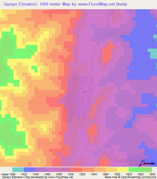 Qarayn,Jordan Elevation Map