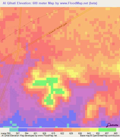 Al Qihati,Jordan Elevation Map