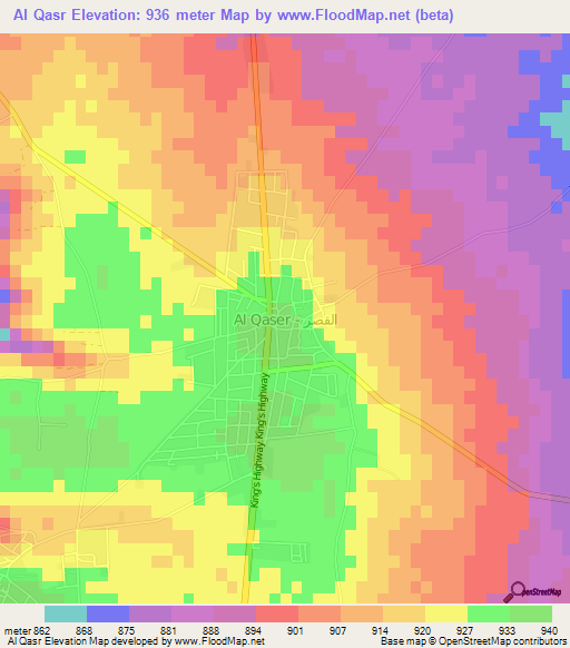 Al Qasr,Jordan Elevation Map