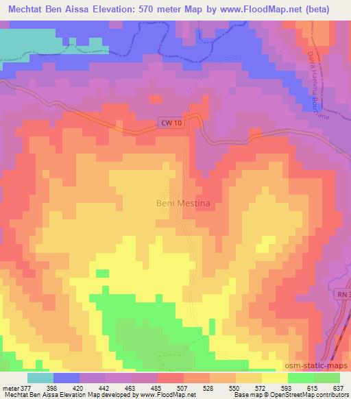 Mechtat Ben Aissa,Algeria Elevation Map