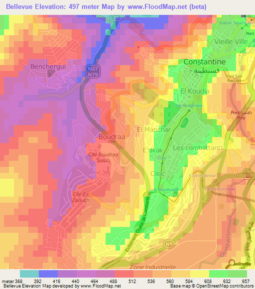Bellevue,Algeria Elevation Map