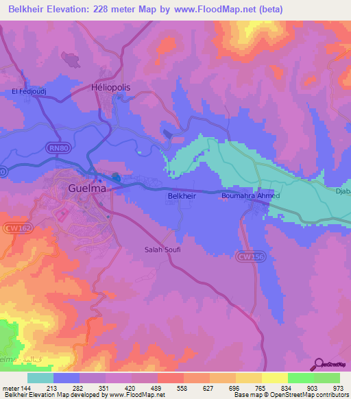 Belkheir,Algeria Elevation Map