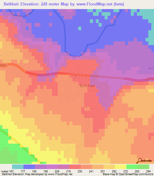 Belkheir,Algeria Elevation Map