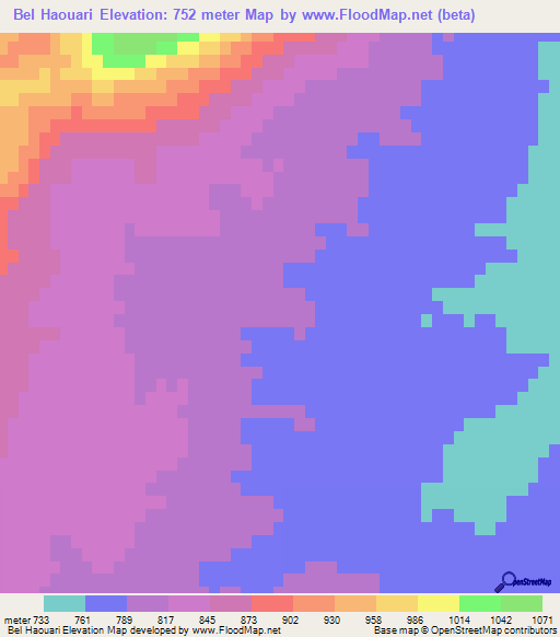 Bel Haouari,Algeria Elevation Map