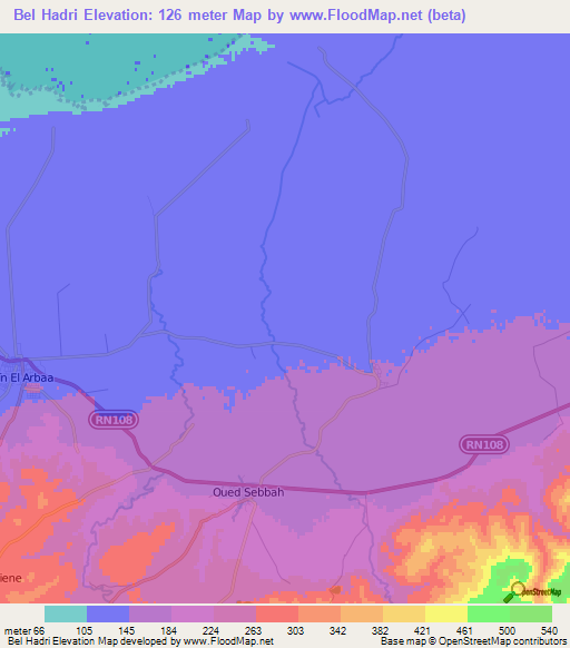 Bel Hadri,Algeria Elevation Map