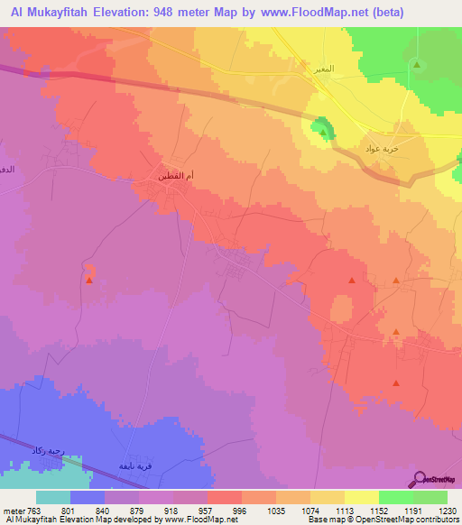 Al Mukayfitah,Jordan Elevation Map
