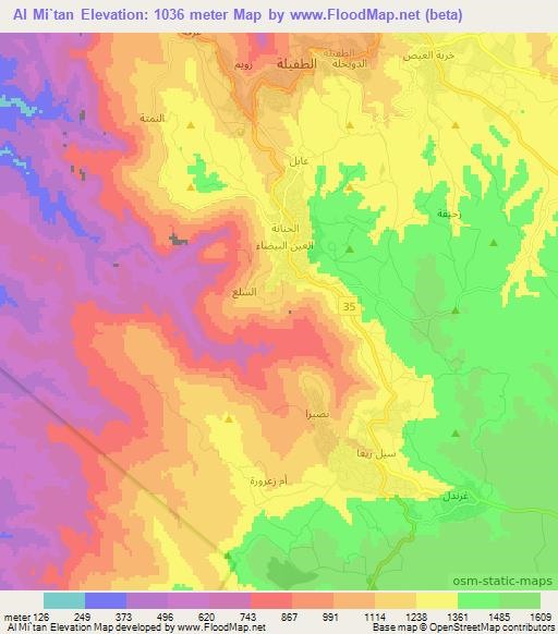 Al Mi`tan,Jordan Elevation Map