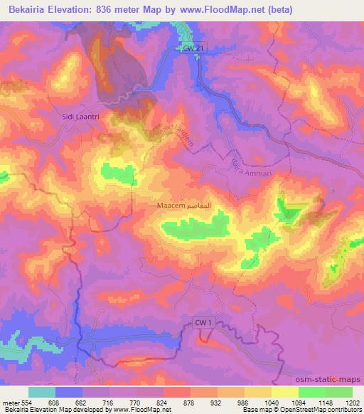 Bekairia,Algeria Elevation Map