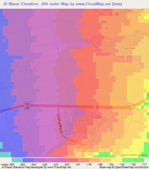 Al Mazar,Jordan Elevation Map