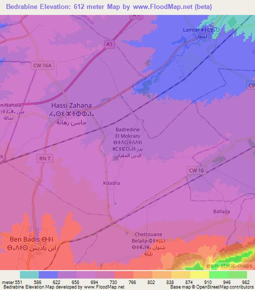 Bedrabine,Algeria Elevation Map