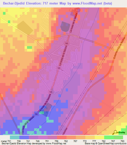 Bechar-Djedid,Algeria Elevation Map