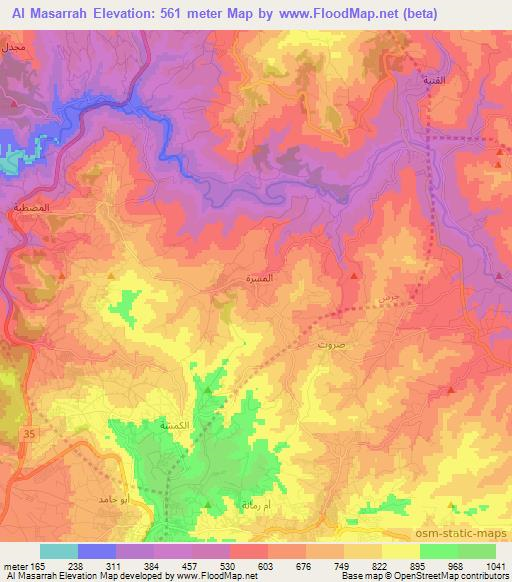 Al Masarrah,Jordan Elevation Map