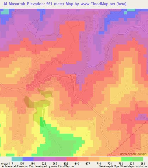 Al Masarrah,Jordan Elevation Map