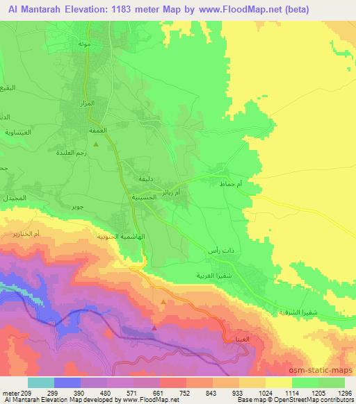 Al Mantarah,Jordan Elevation Map