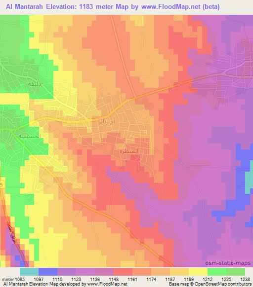 Al Mantarah,Jordan Elevation Map