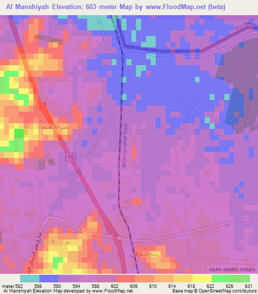 Al Manshiyah,Jordan Elevation Map