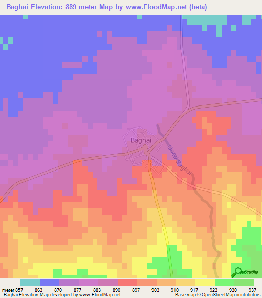 Baghai,Algeria Elevation Map