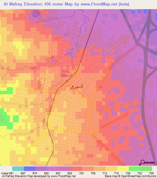 Al Mafraq,Jordan Elevation Map