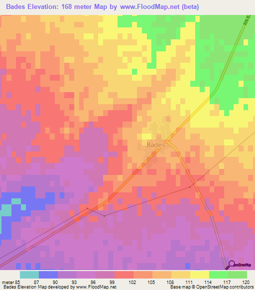 Bades,Algeria Elevation Map