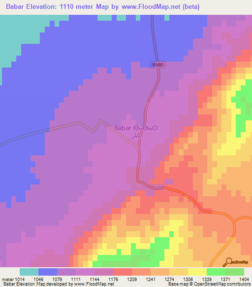 Babar,Algeria Elevation Map