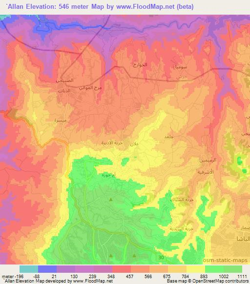 `Allan,Jordan Elevation Map