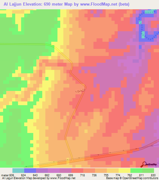 Al Lajjun,Jordan Elevation Map