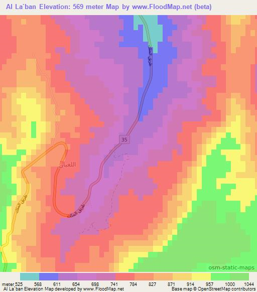 Al La`ban,Jordan Elevation Map