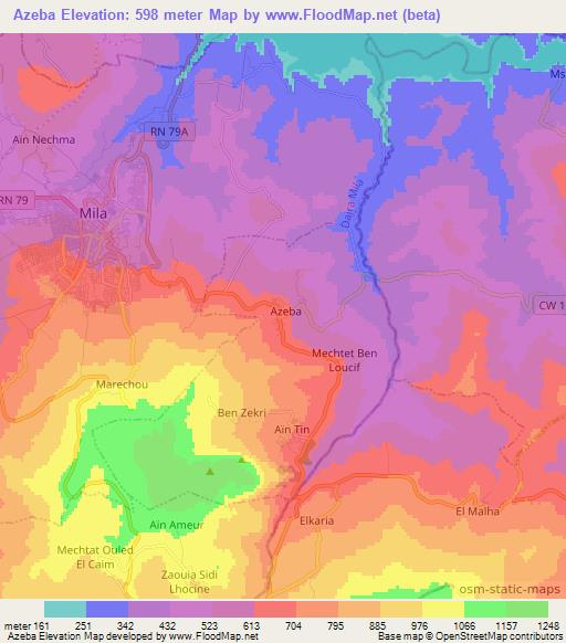 Azeba,Algeria Elevation Map