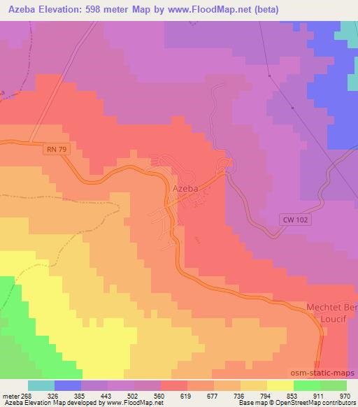 Azeba,Algeria Elevation Map