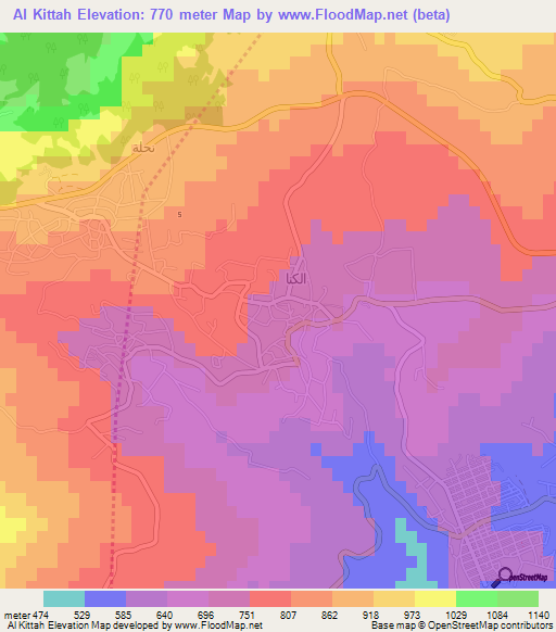 Al Kittah,Jordan Elevation Map