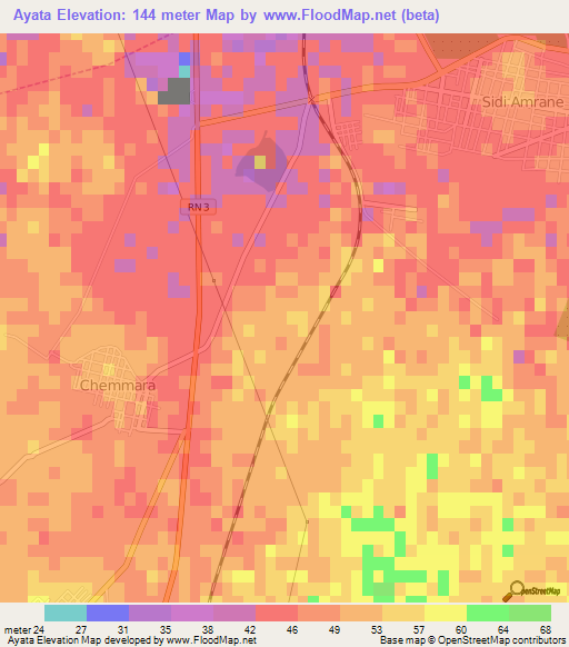 Ayata,Algeria Elevation Map