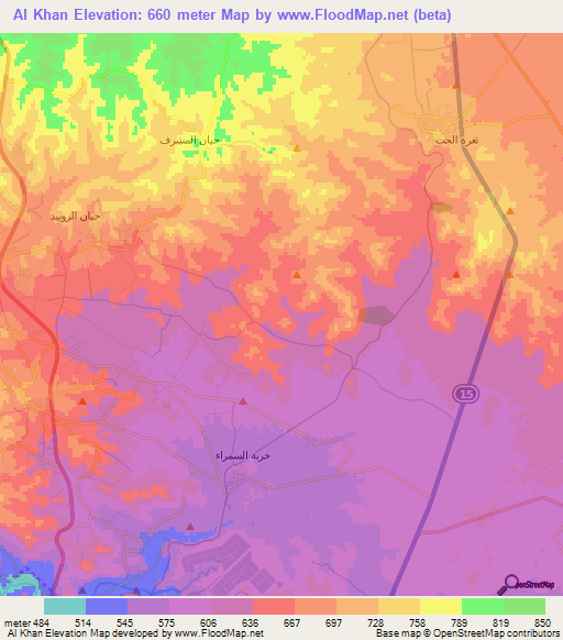 Al Khan,Jordan Elevation Map