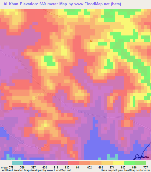 Al Khan,Jordan Elevation Map