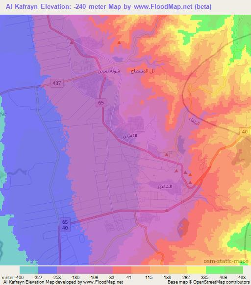 Al Kafrayn,Jordan Elevation Map