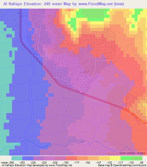 Al Kafrayn,Jordan Elevation Map