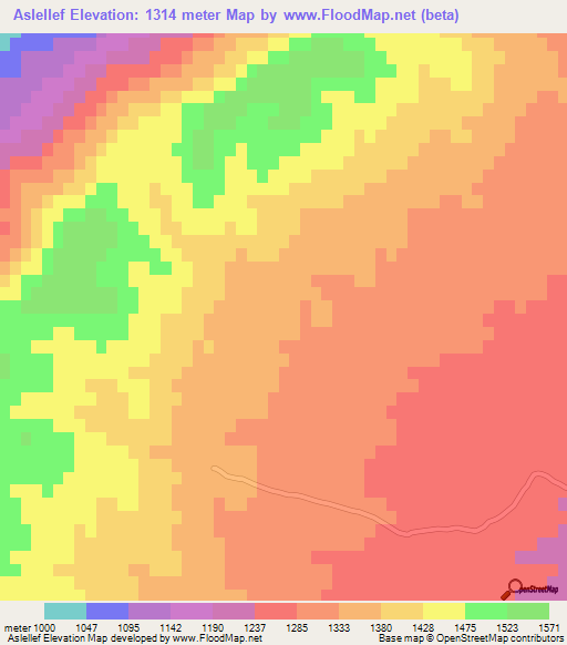 Aslellef,Algeria Elevation Map