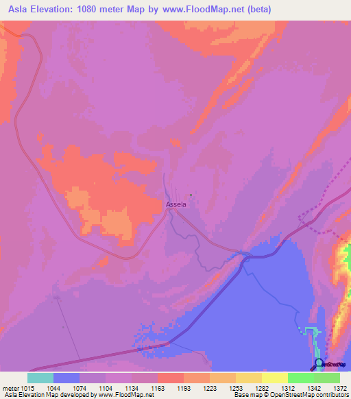 Asla,Algeria Elevation Map