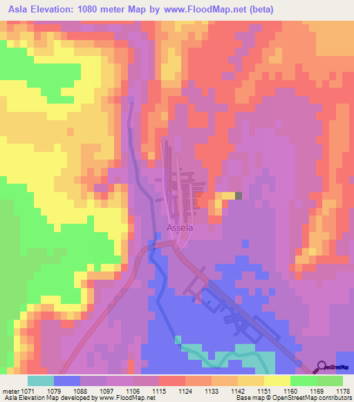 Asla,Algeria Elevation Map