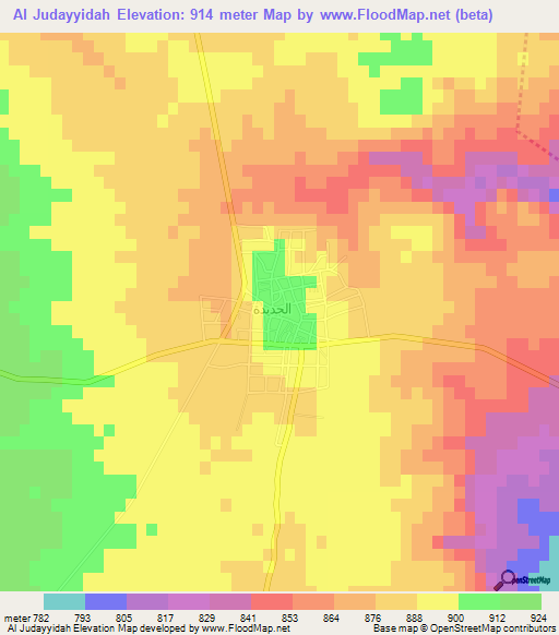 Al Judayyidah,Jordan Elevation Map