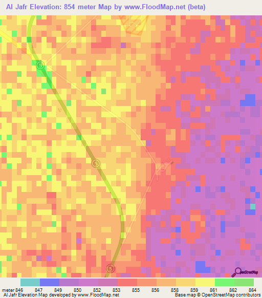 Al Jafr,Jordan Elevation Map