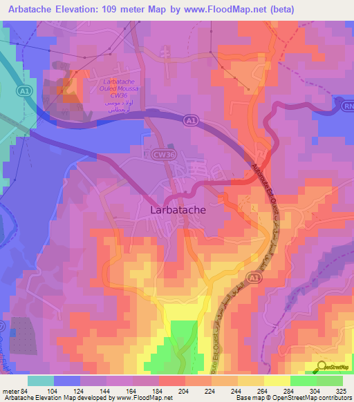 Arbatache,Algeria Elevation Map