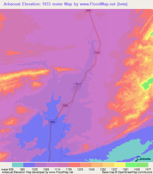 Arbaouat,Algeria Elevation Map