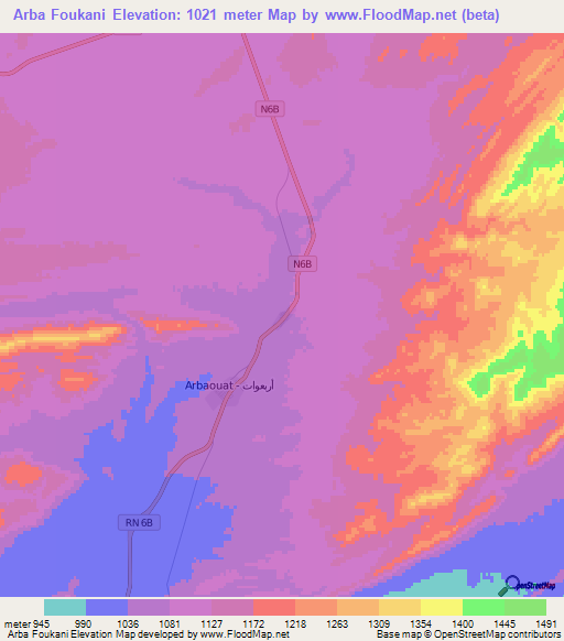 Arba Foukani,Algeria Elevation Map