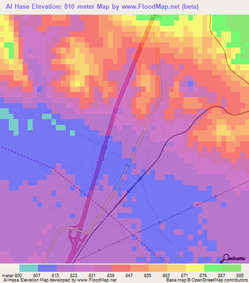 Al Hasa,Jordan Elevation Map