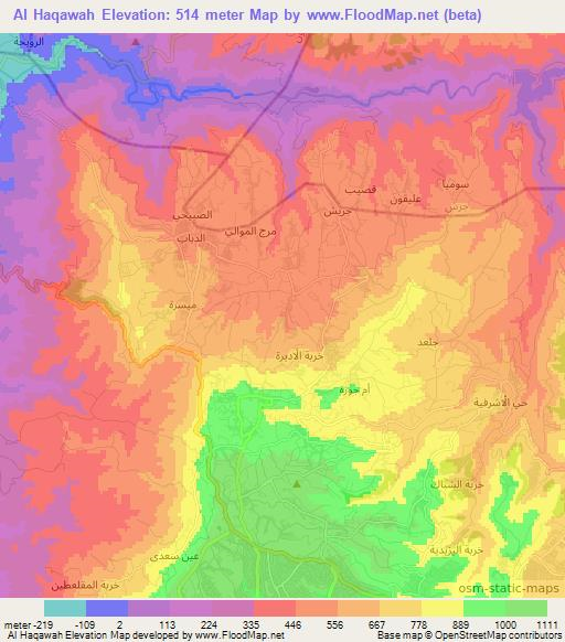 Al Haqawah,Jordan Elevation Map