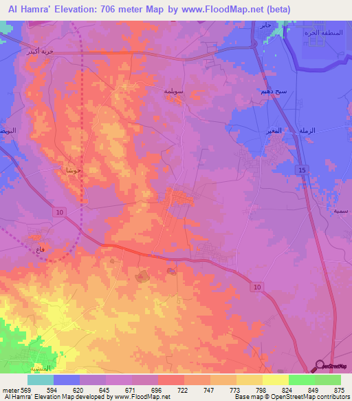 Al Hamra',Jordan Elevation Map