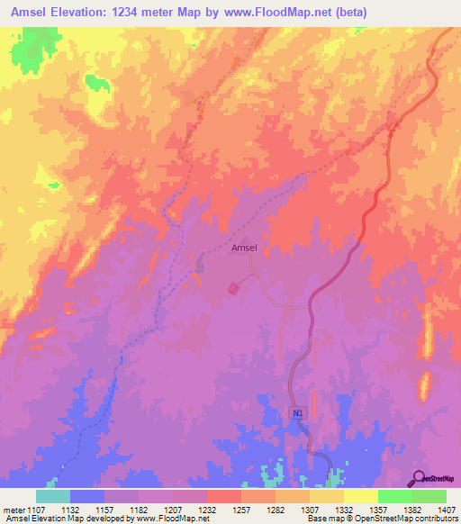 Amsel,Algeria Elevation Map