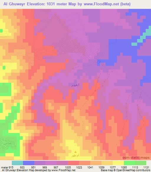 Al Ghuwayr,Jordan Elevation Map