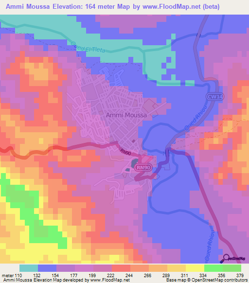 Ammi Moussa,Algeria Elevation Map