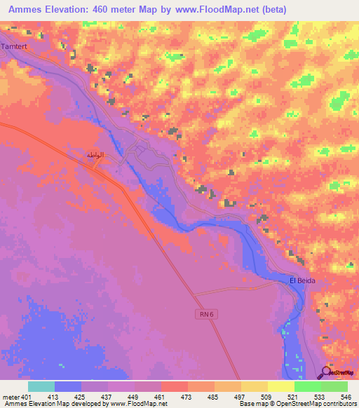 Ammes,Algeria Elevation Map